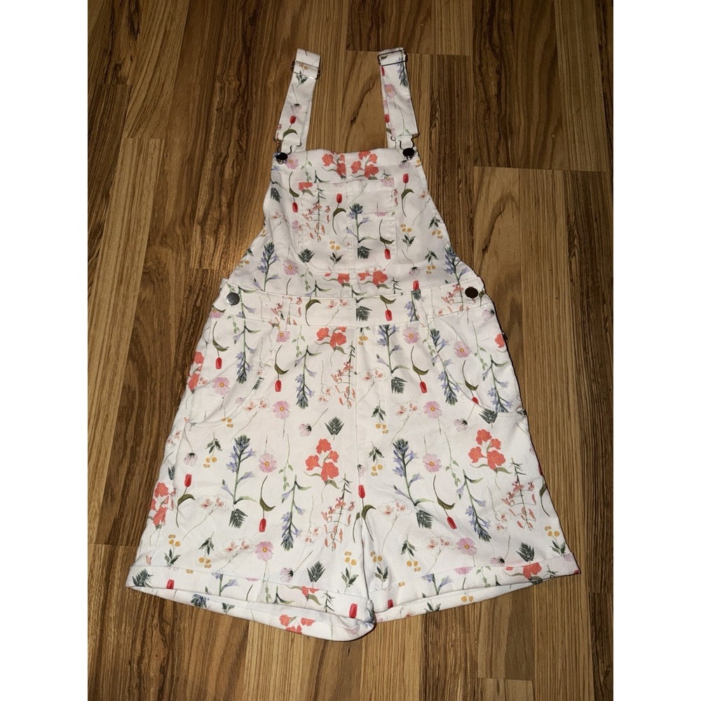 Cider XS Floral Corduroy Romper Cream Overalls Shortβ